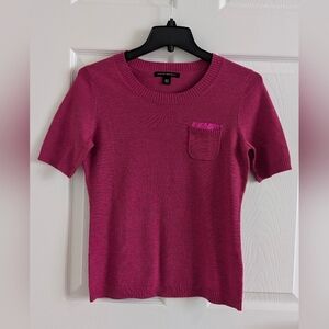 Banana Republic Pink Wool Blend Short Sleeve Knit Sweater Preppy Academic Chic S